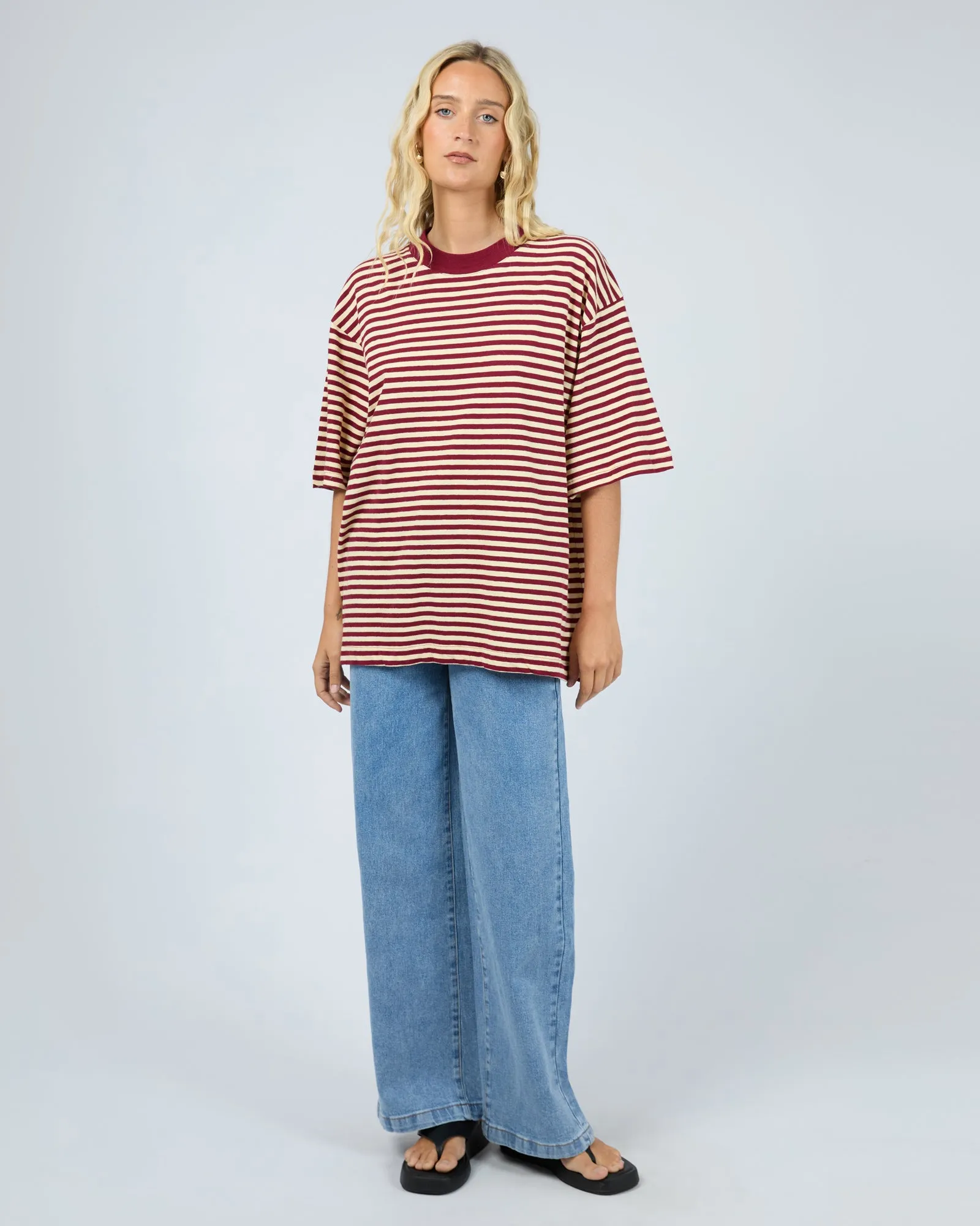 Paloma Oversized Stripe Tee Wine sold by edge clothing product image thumbnail 2