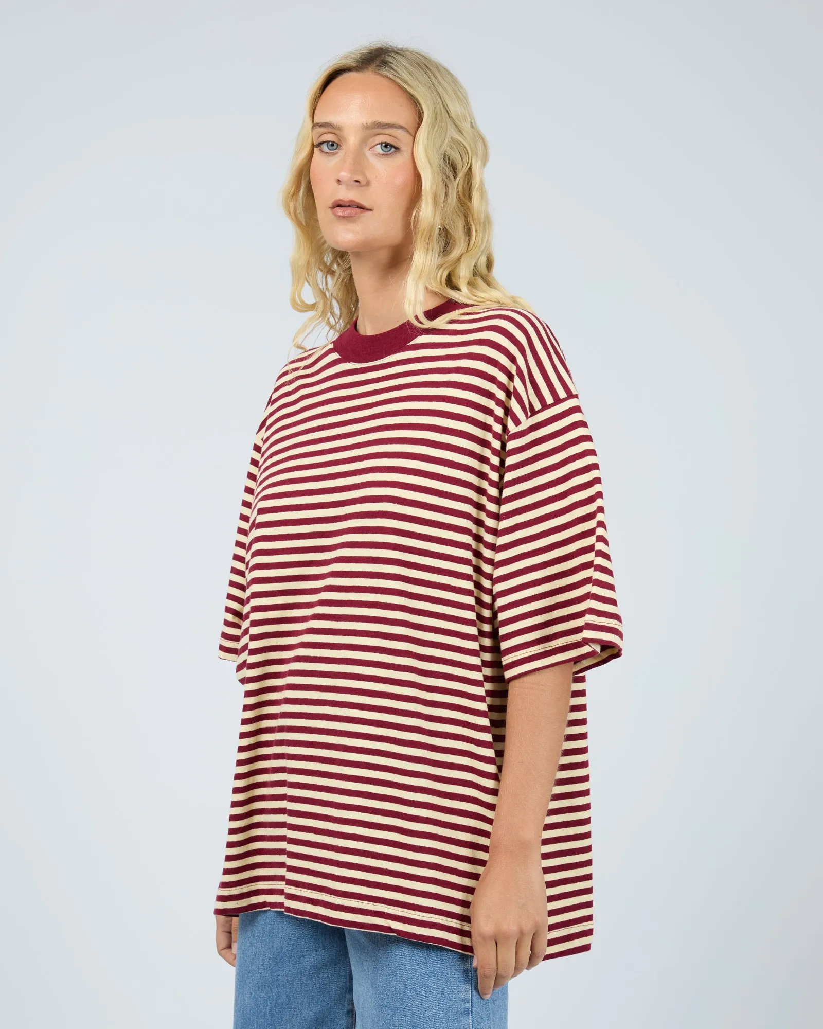 Paloma Oversized Stripe Tee Wine sold by edge clothing product image thumbnail 4