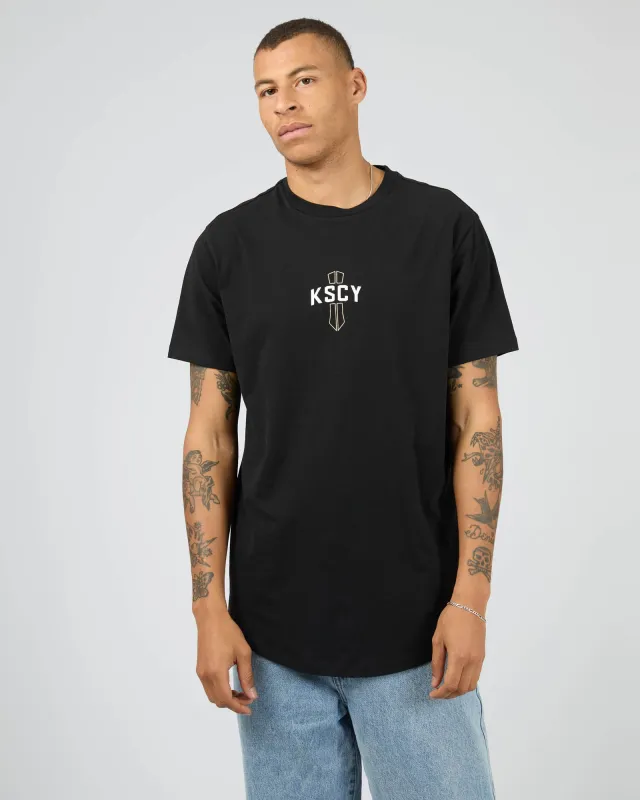 Delight Dual Curved Tee Black sold by edge clothing