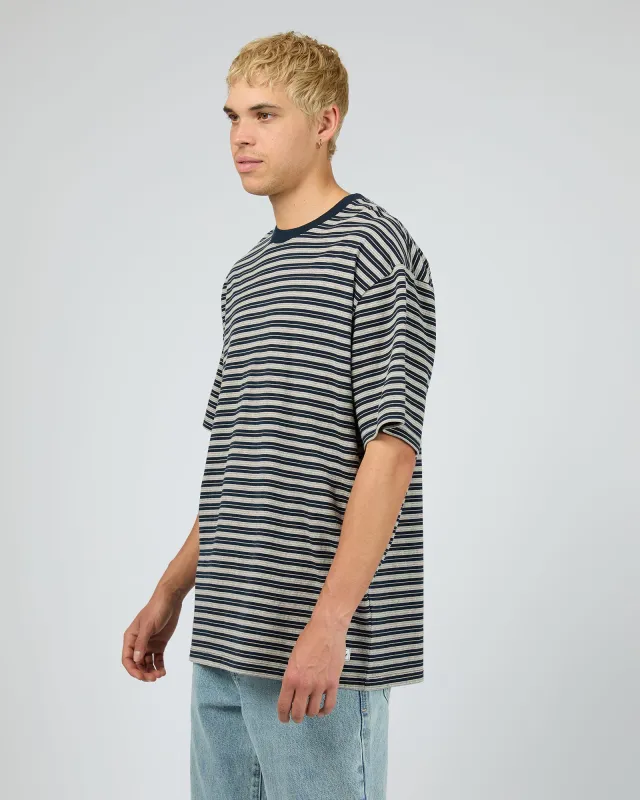 Staple Stripe Tee Navy sold by edge clothing