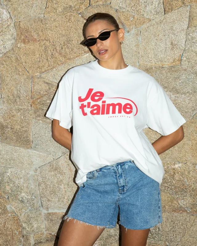 Je T Aime Tee Vintage White sold by edge clothing