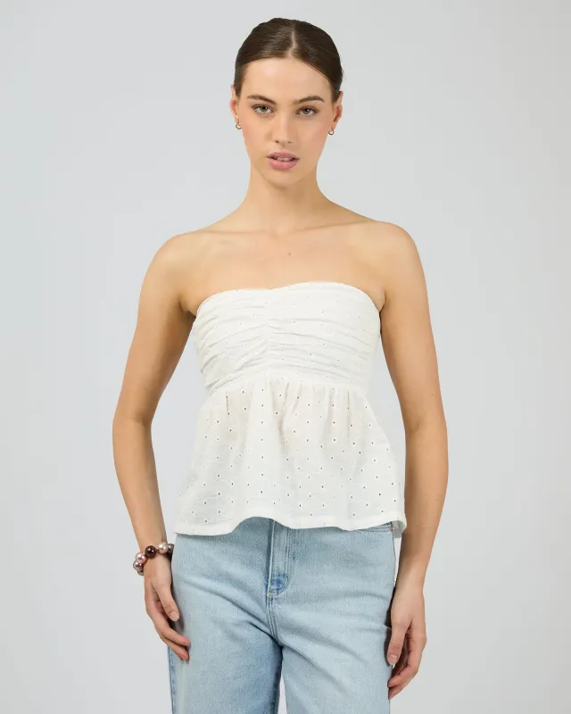 Kindred Strapless Top White made by Afends