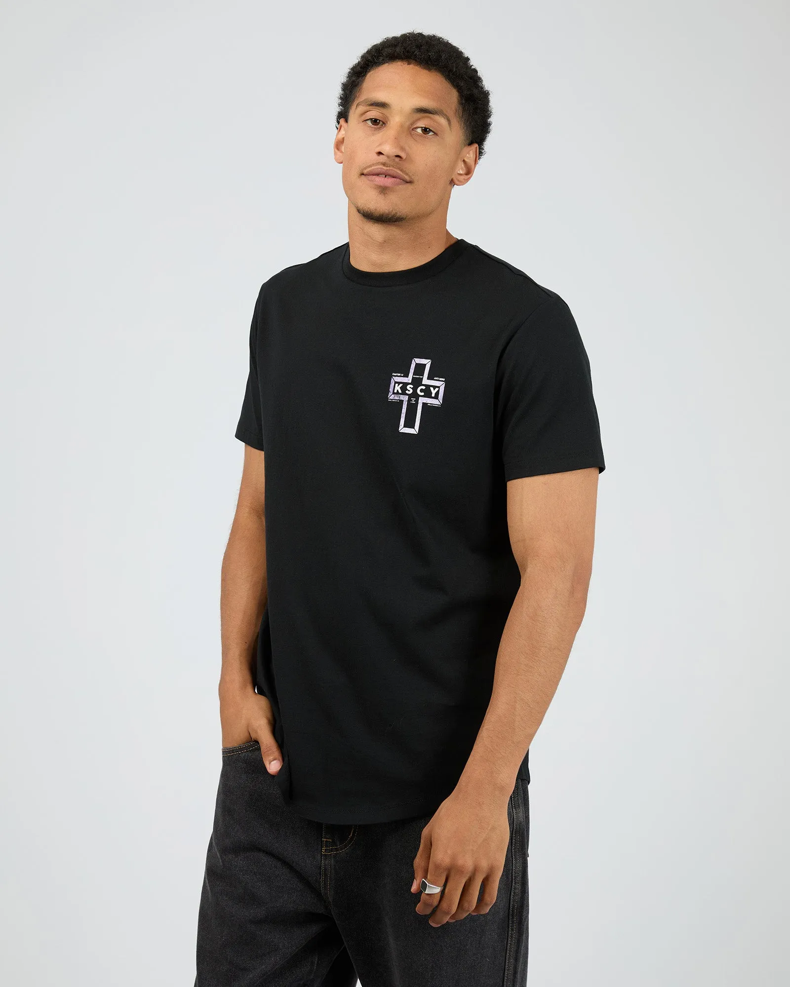 Dominus Dual Curved Tee Black sold by edge clothing