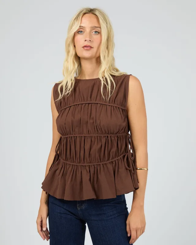 Lou Lou Tie Top Brown sold by edge clothing