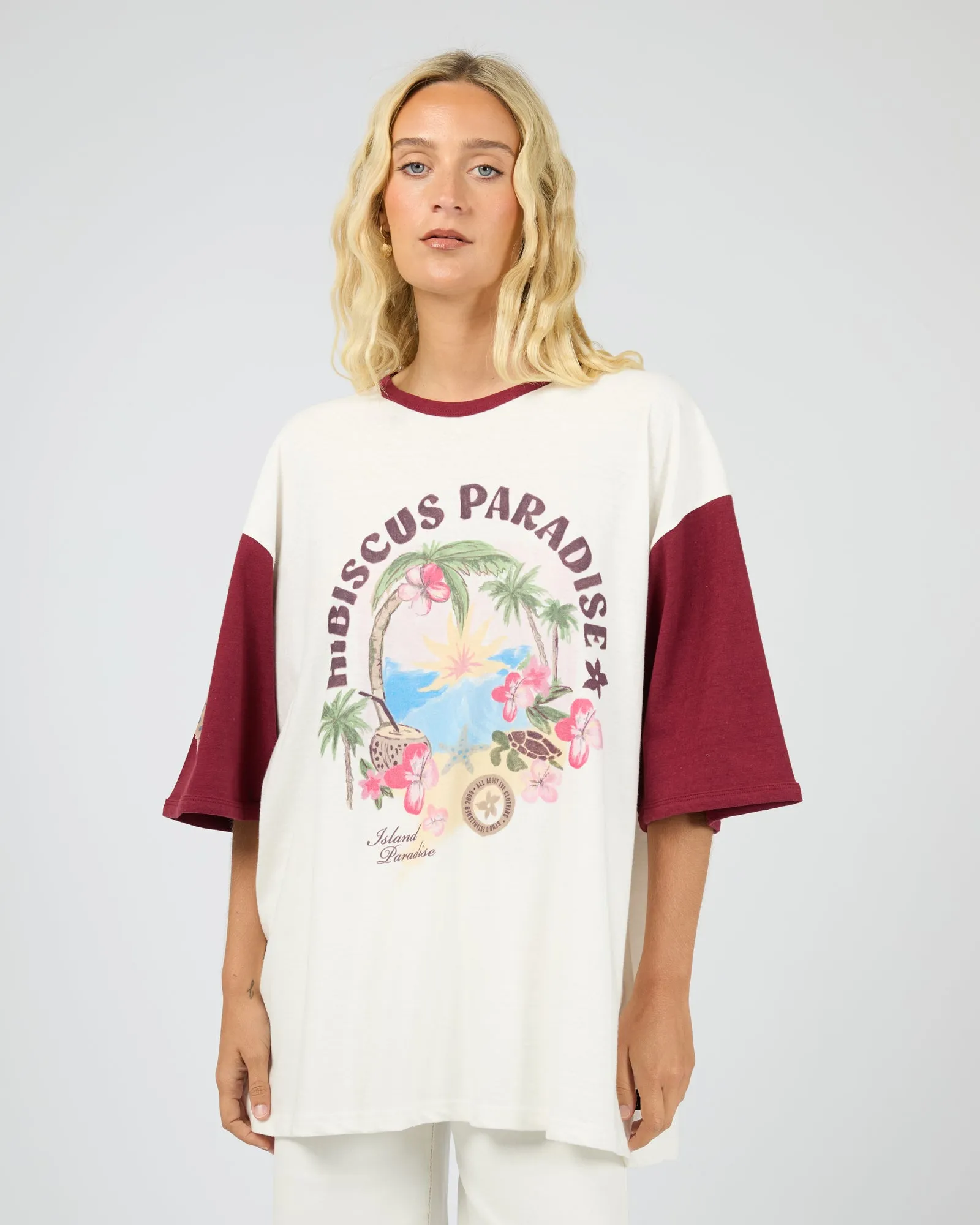 Paradise Oversized Tee Wine sold by edge clothing product image thumbnail 3