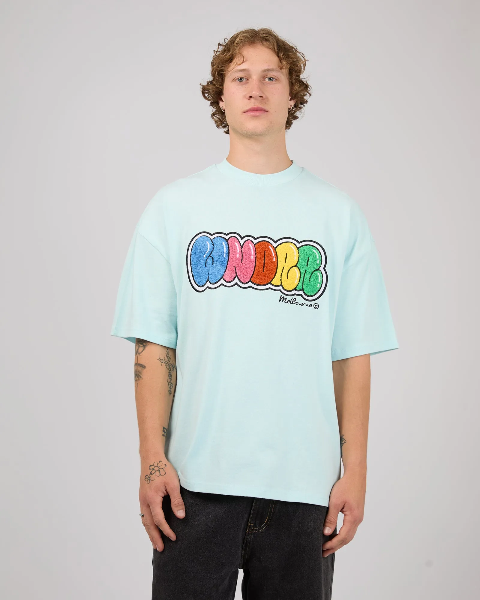 Blissed Heavy Weight Tee Blue sold by edge clothing