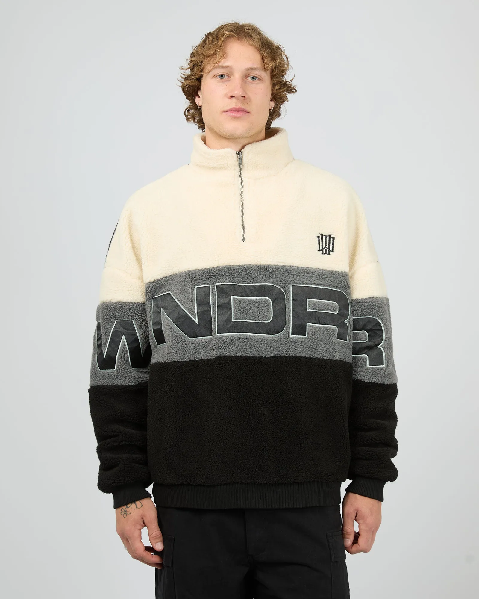 Primer 1/4 Zip Sherpa Fleece Sweat Multicoloured sold by edge clothing