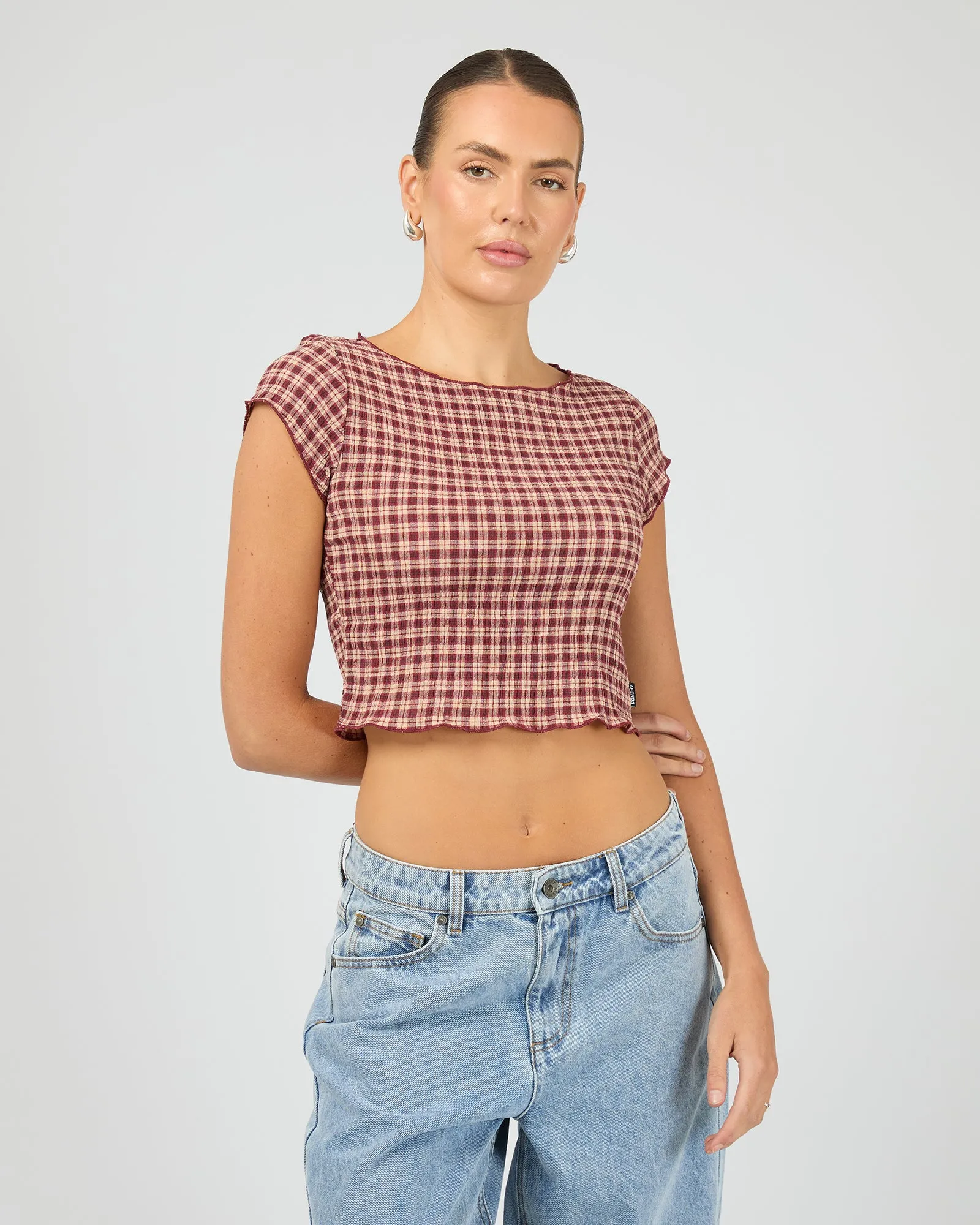 Capricorn Hemp Seersucker Top Check sold by edge clothing