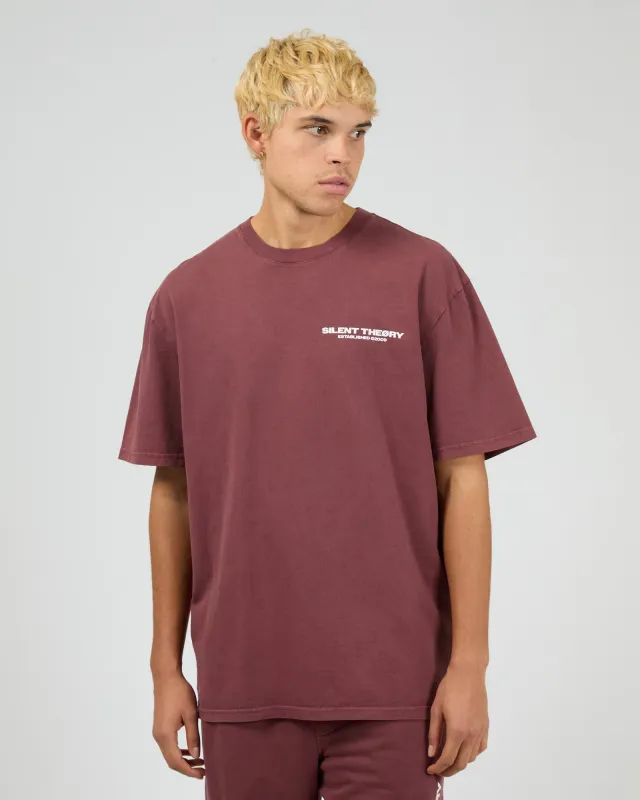 Essential Theory Tee Burgundy sold by edge clothing
