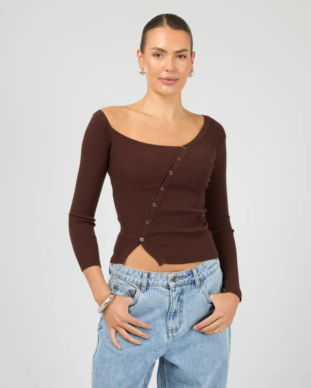 Layla Knit Cardigan Mahogany made by edge clothing