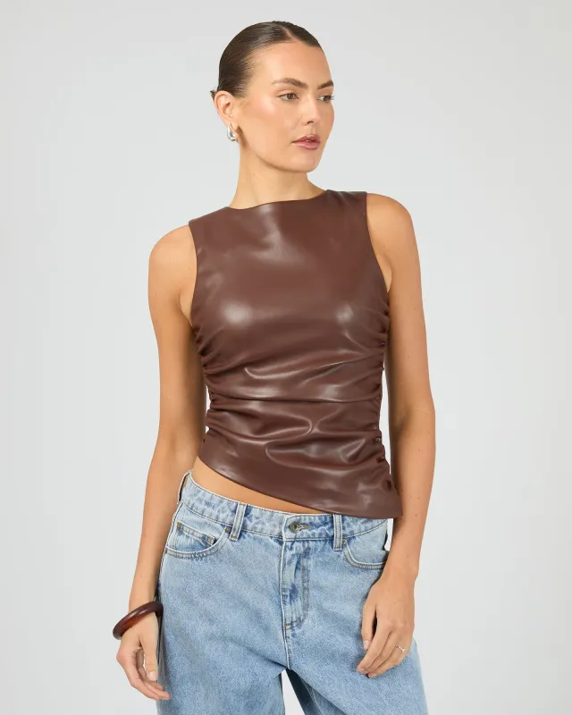 Liv Rouched Top Mahogany made by edge clothing