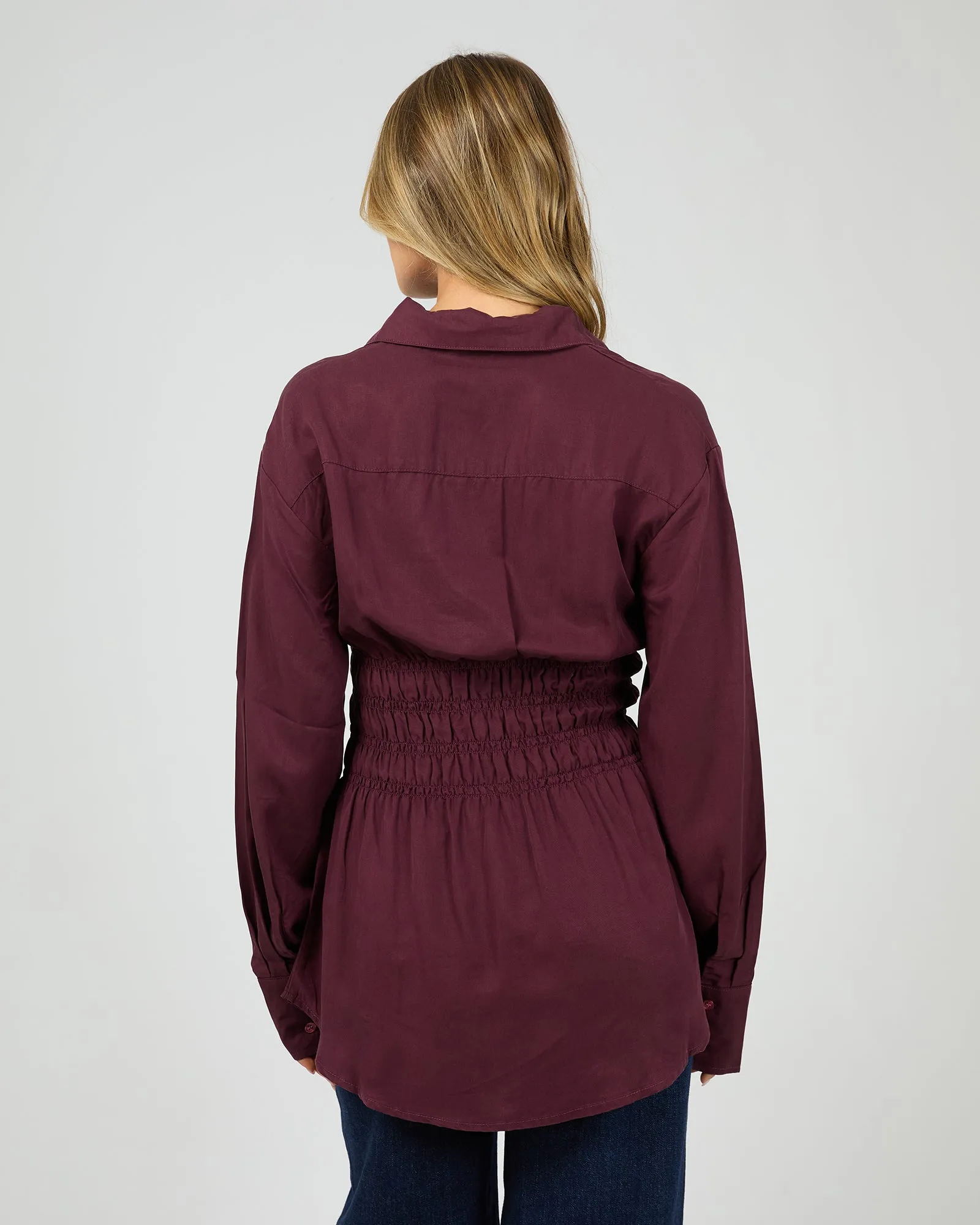 Aae Ruched Shirt Burgundy sold by edge clothing product image thumbnail 3