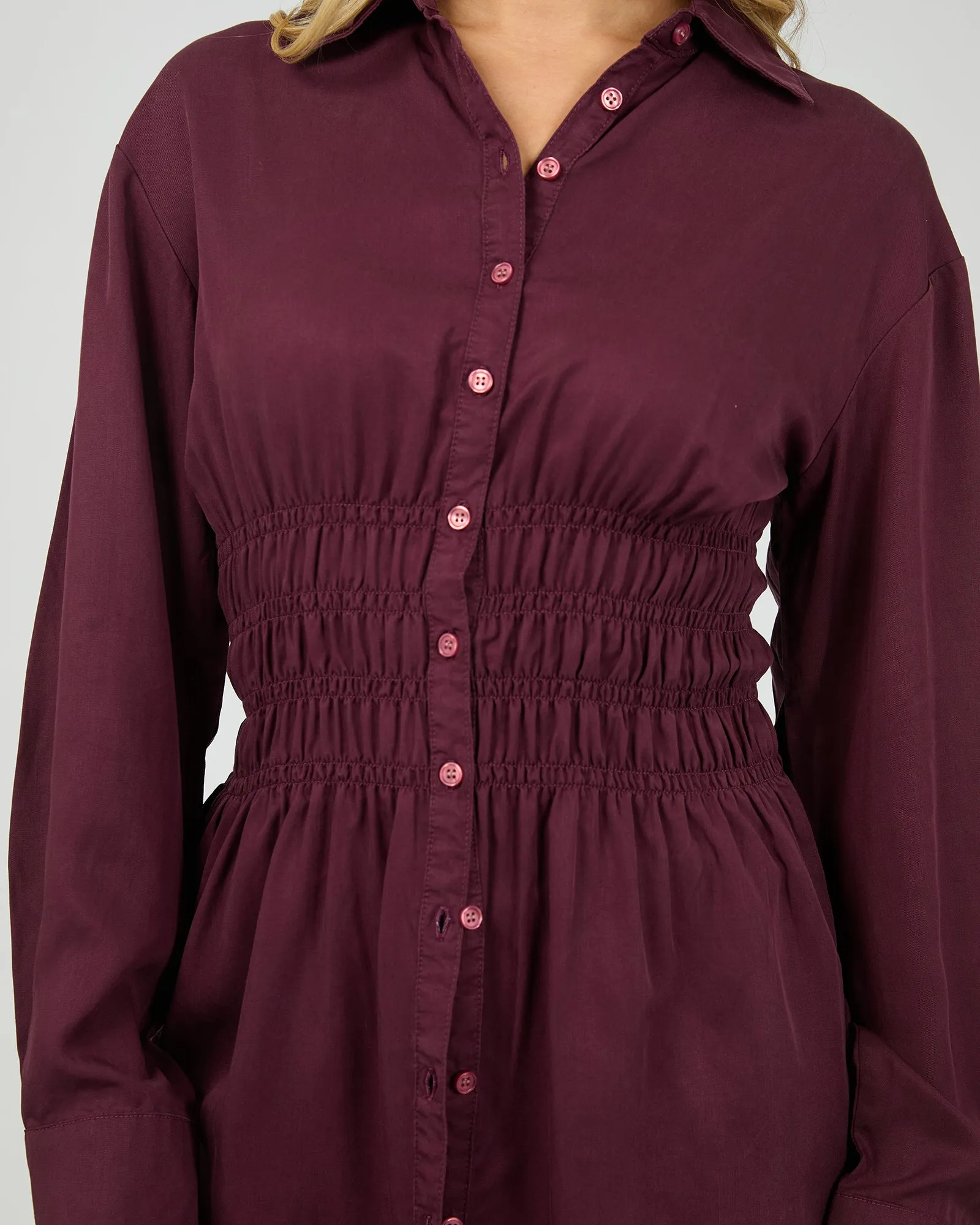 Aae Ruched Shirt Burgundy sold by edge clothing product image thumbnail 5