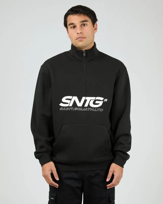 Overlapped Quarter Zip Black made by edge clothing