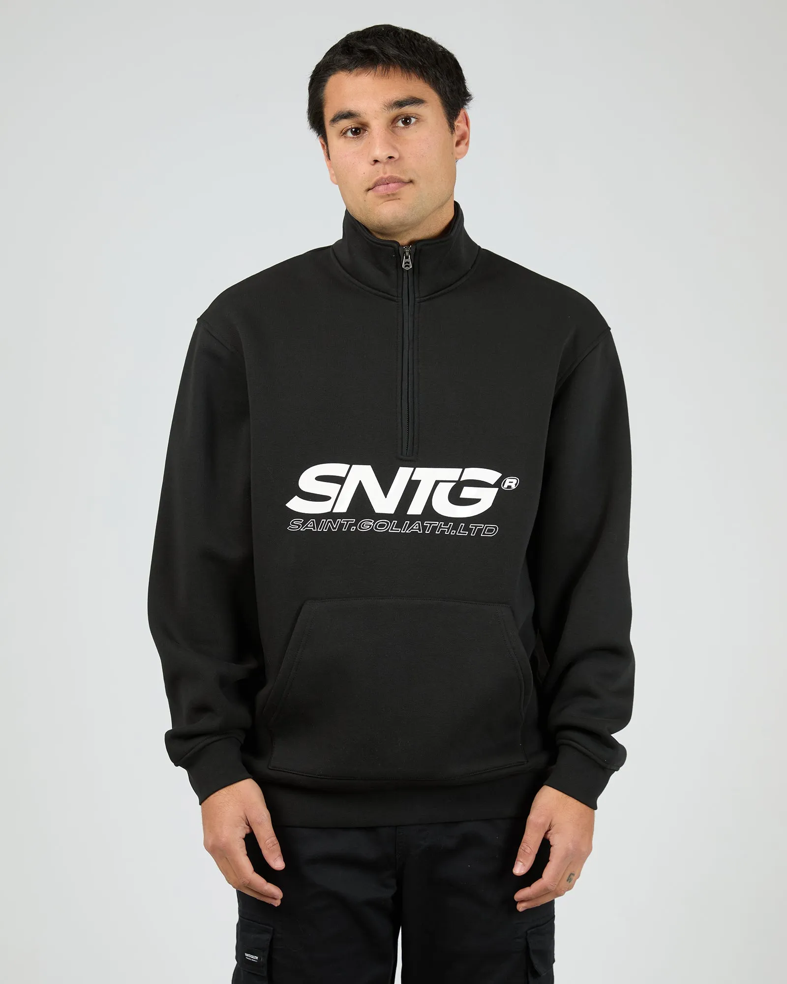 Overlapped Quarter Zip Black sold by edge clothing