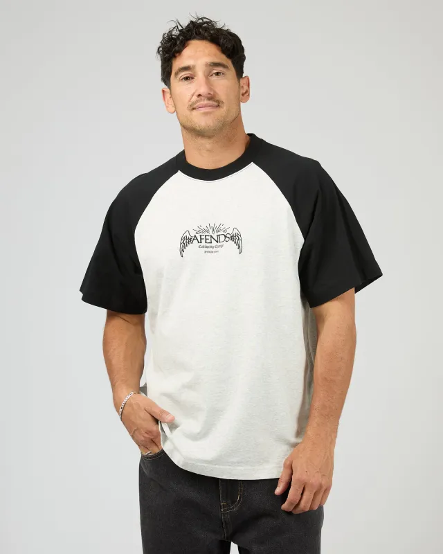 Wings Heavyweight Raglan Fit Tee Grey Marle made by Afends