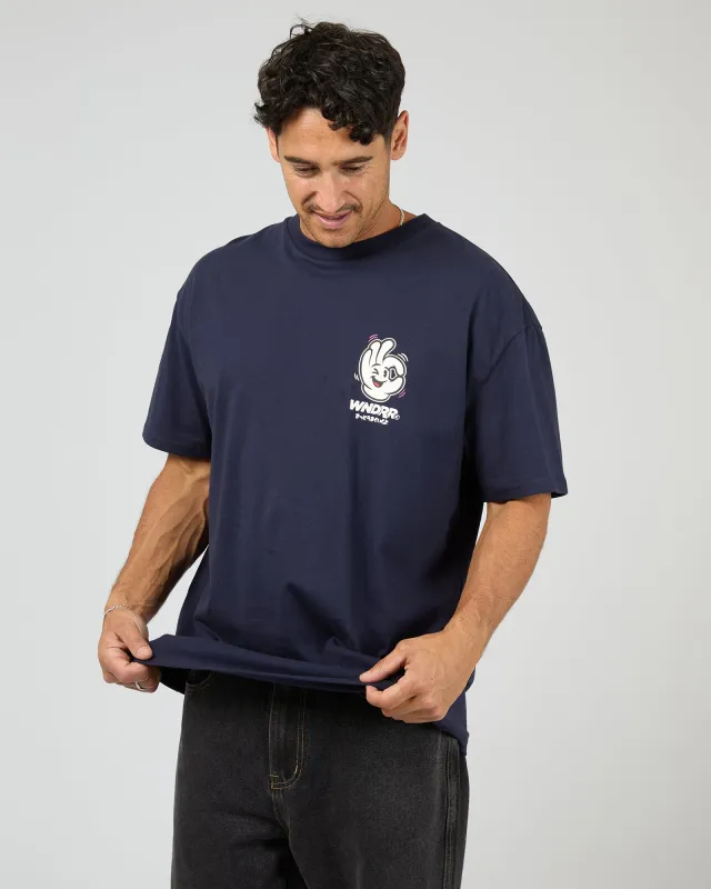 Im Sure Box Fit Tee Navy made by edge clothing