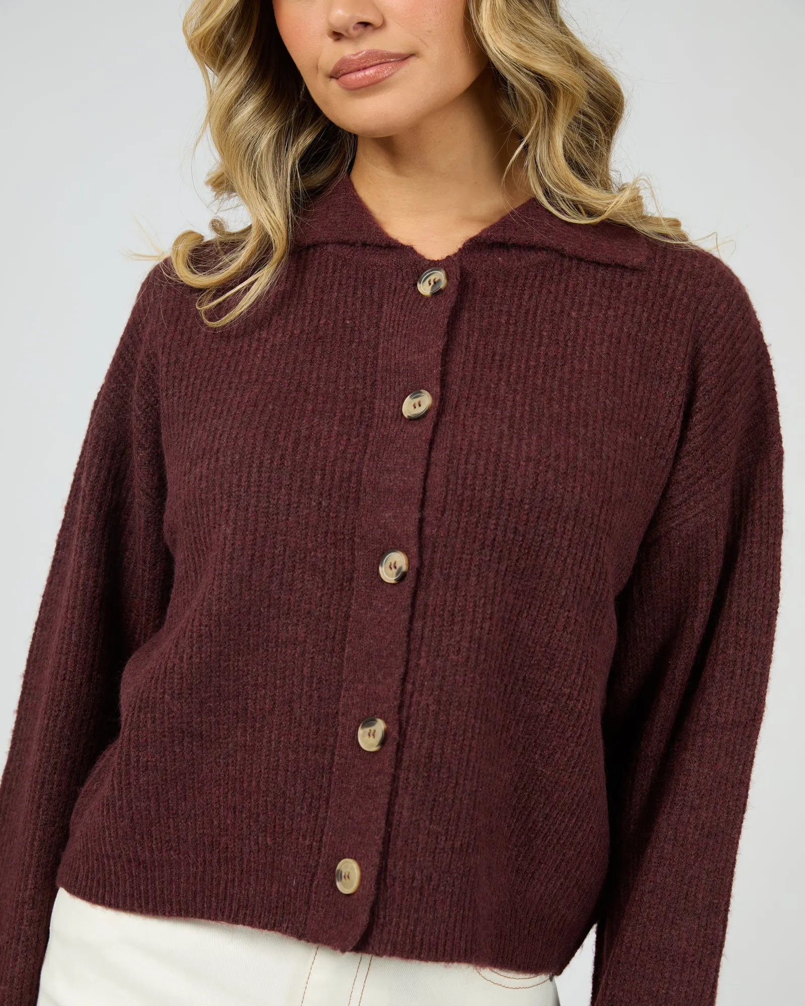 Nantucket Knit Cardi Burgundy sold by edge clothing product image thumbnail 5