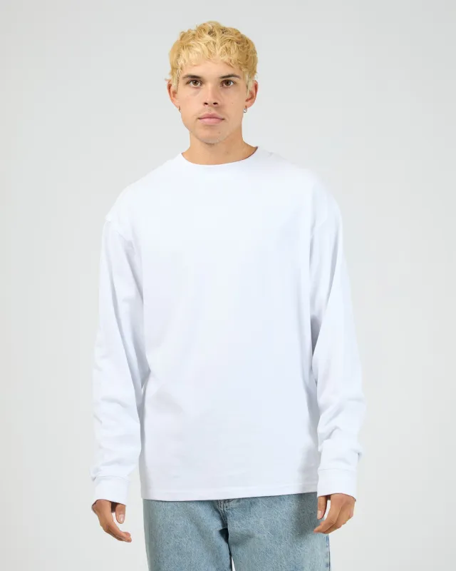 Heavyweight Long Sleeve Tee White made by edge clothing