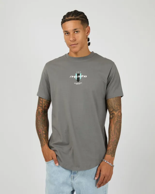 Central Dual Curved Tee Charcoal made by Nena and Pasadena