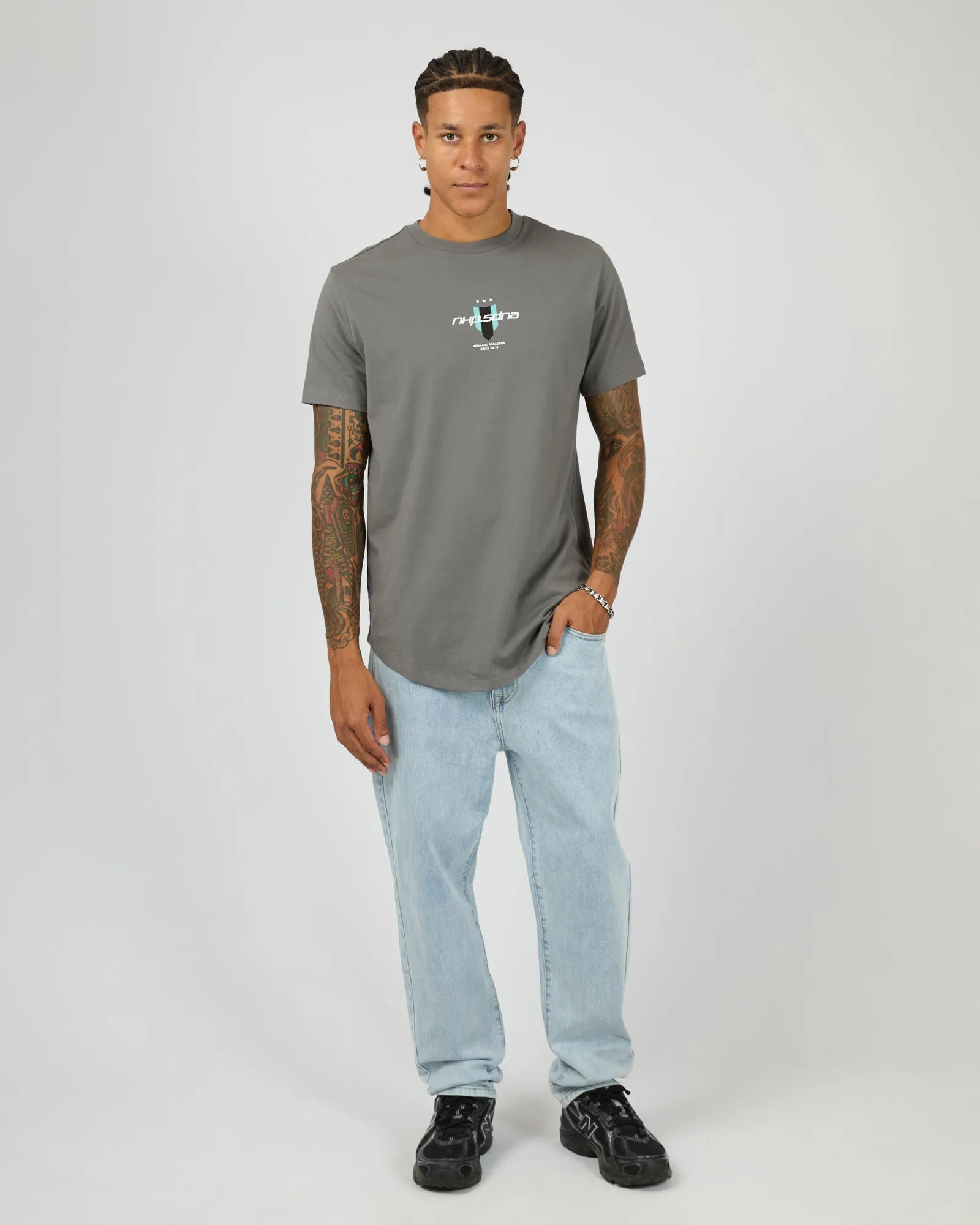 Central Dual Curved Tee Charcoal sold by edge clothing product image thumbnail 3