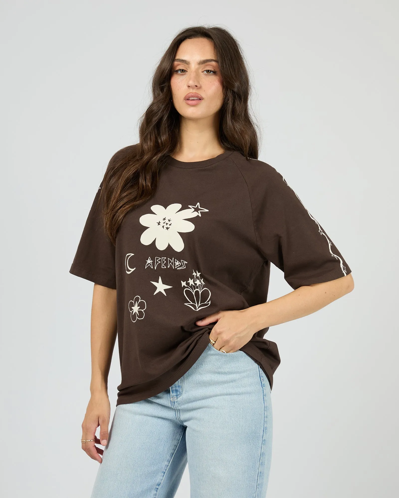 Terra Oversized Raglan Tee Coffee sold by edge clothing