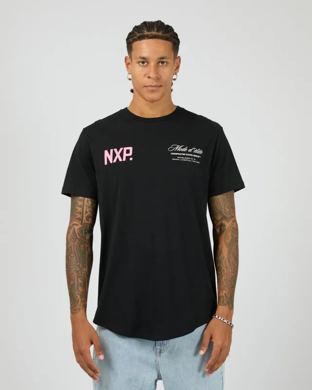 Riot Dual Curved Tee Black made by Nena and Pasadena