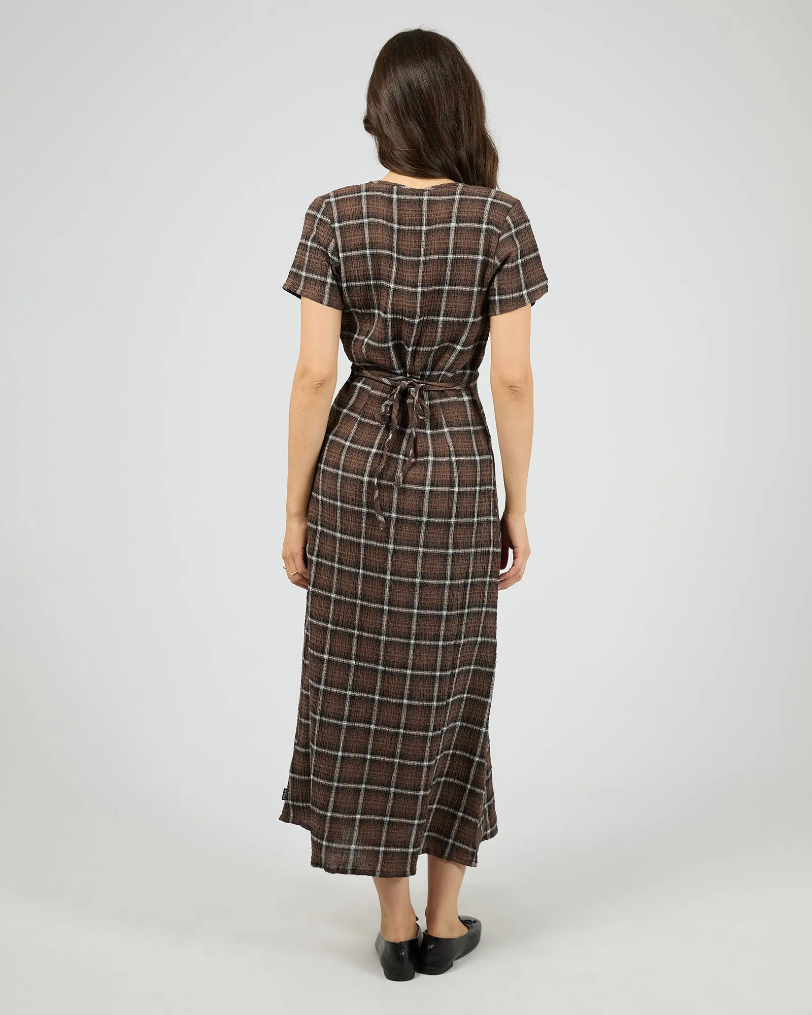 Reverie Hemp Seersucker Maxi Dress Coffee Check sold by edge clothing product image thumbnail 3