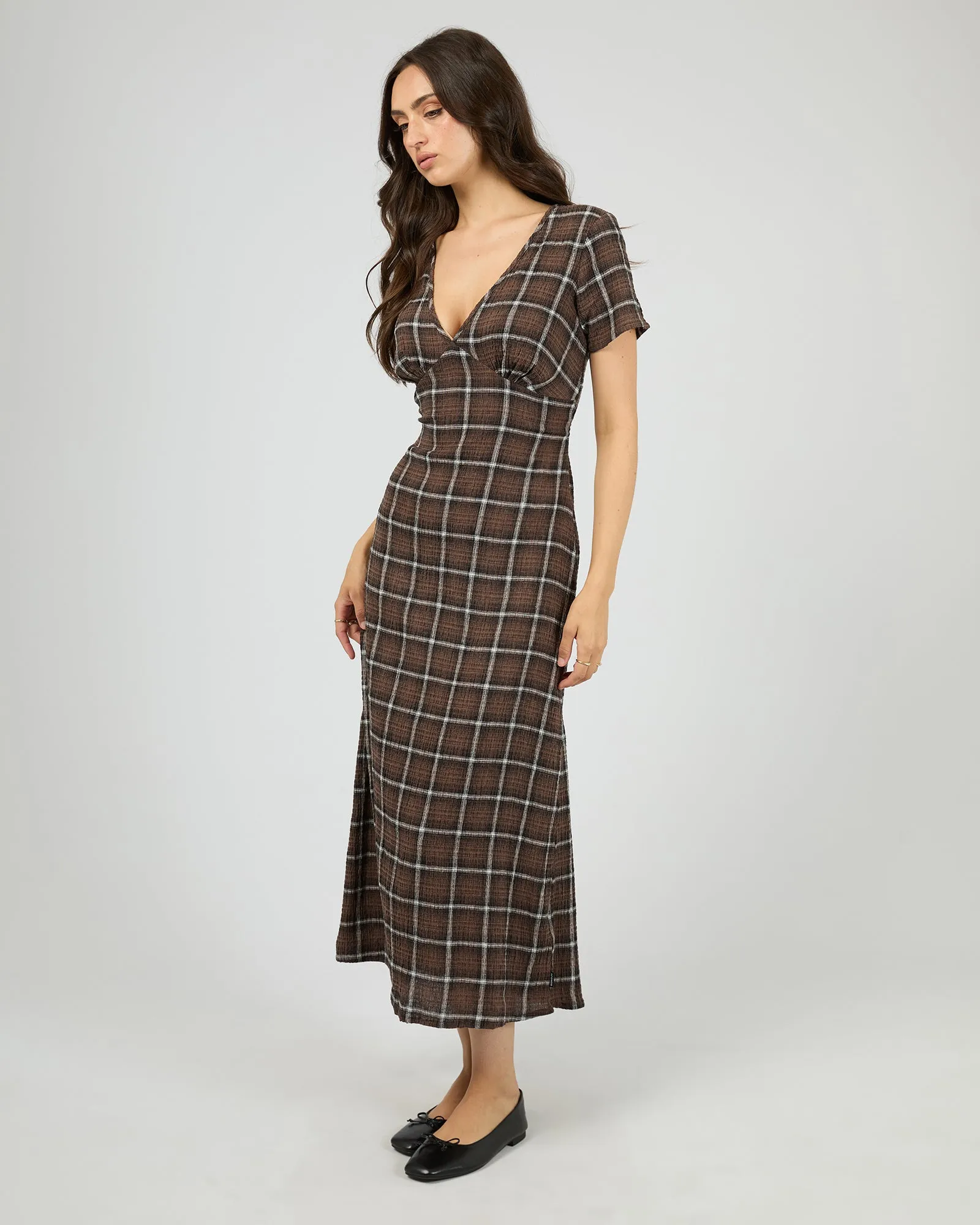 Reverie Hemp Seersucker Maxi Dress Coffee Check sold by edge clothing product image thumbnail 4