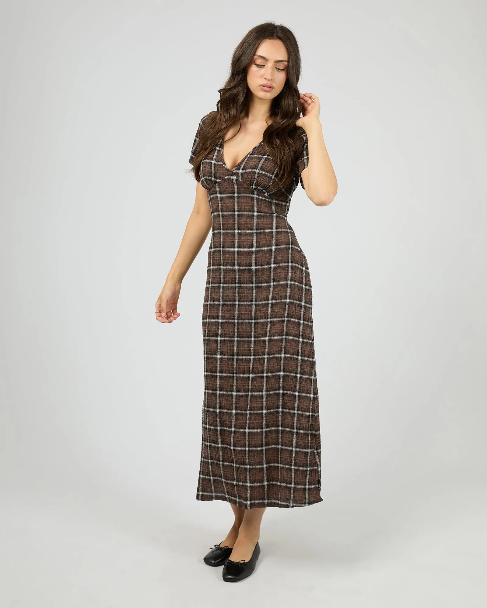 Reverie Hemp Seersucker Maxi Dress Coffee Check sold by edge clothing product image thumbnail 2