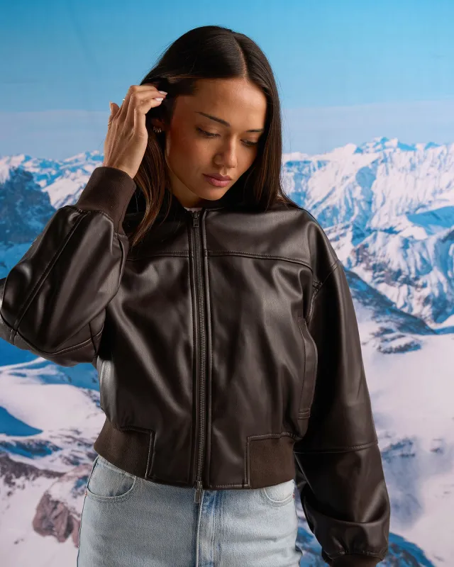 Luxe Bomber Jacket Chocolate made by edge clothing