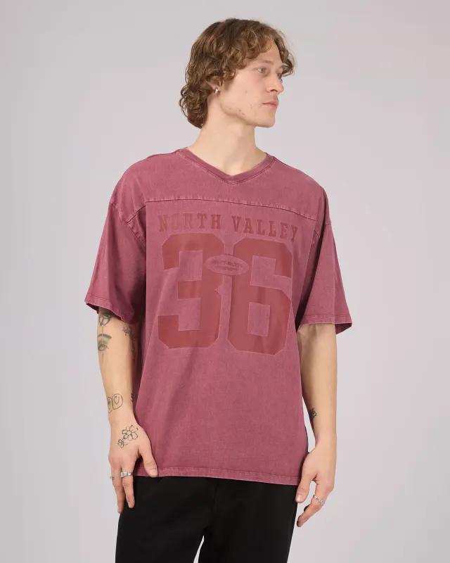 Nth Valley Tee Burgandy made by edge clothing