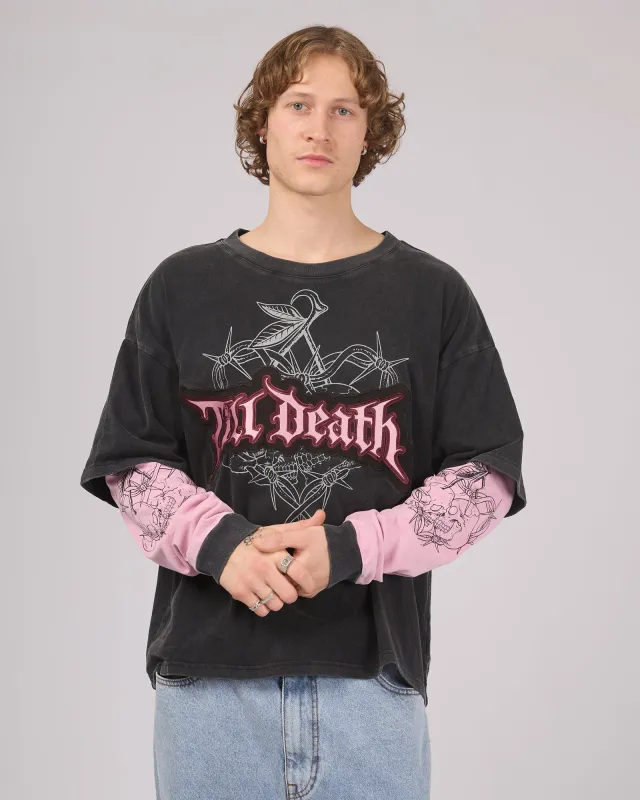 Til Death 4.0 Layered Tee Washed Black made by edge clothing