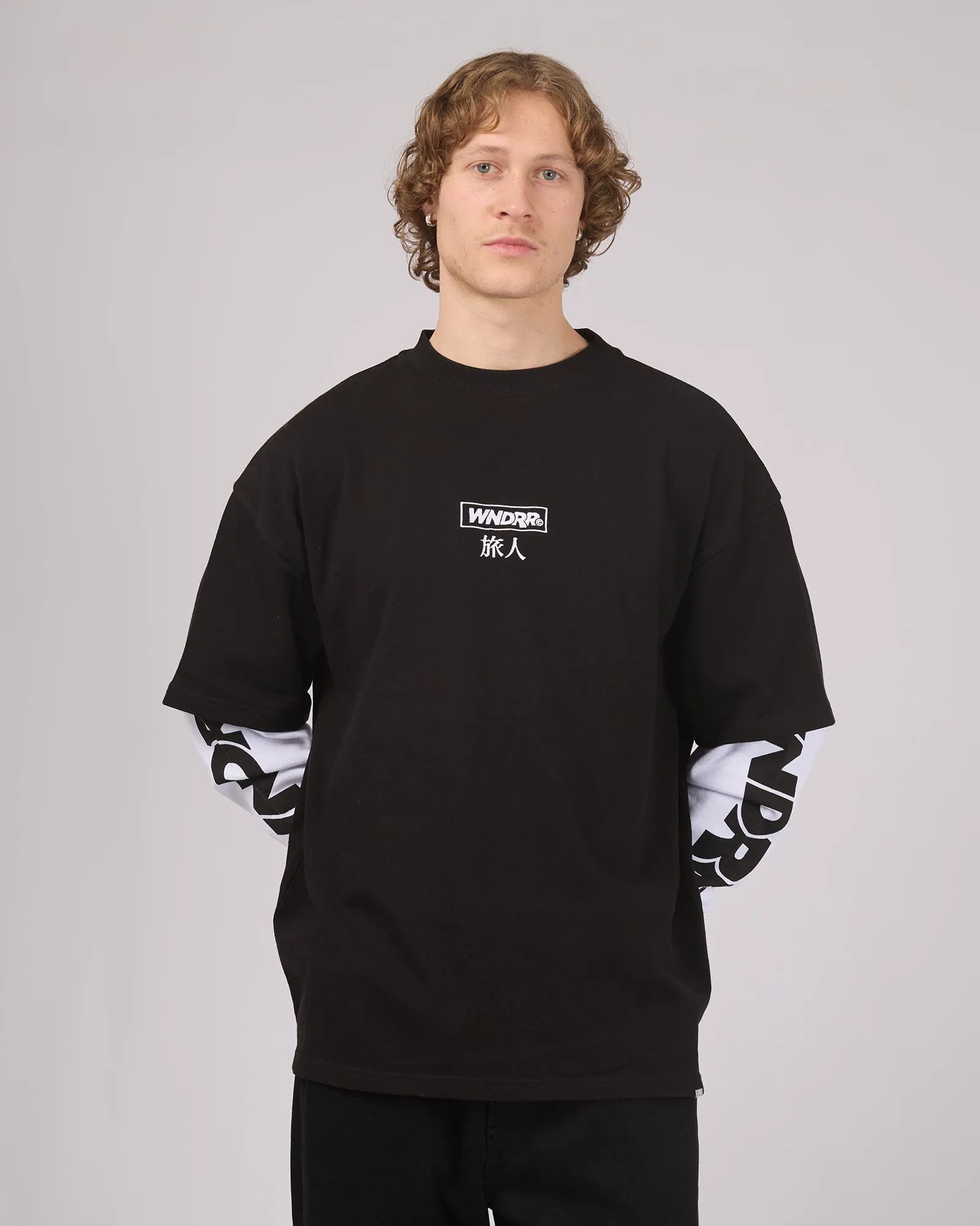 Shodo Layered Long Sleeve Tee Black sold by edge clothing