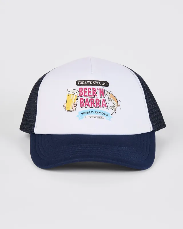 Beer & Barra Trucker Navy made by edge clothing