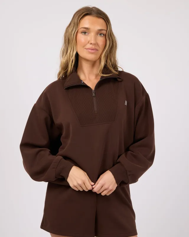 Luxe Active 1/4 Zip Brown made by All About Eve