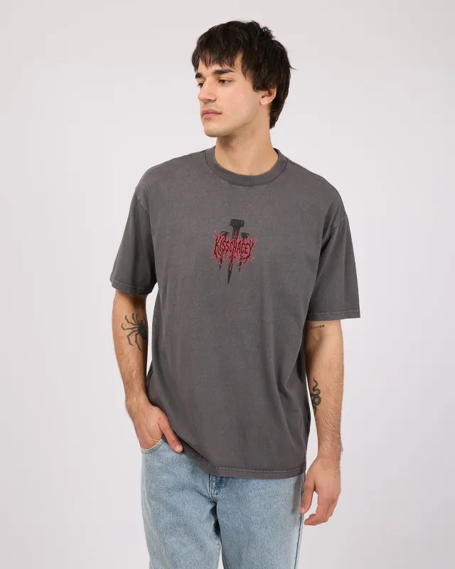 Hollow Box Fit Tee Asphalt made by edge clothing
