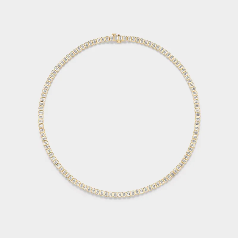 Emerald Bezel Tennis Necklace sold by Fiametta