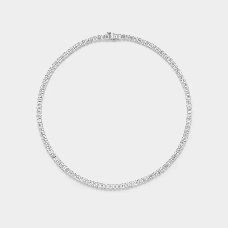 Emerald Bezel Tennis Necklace sold by Fiametta