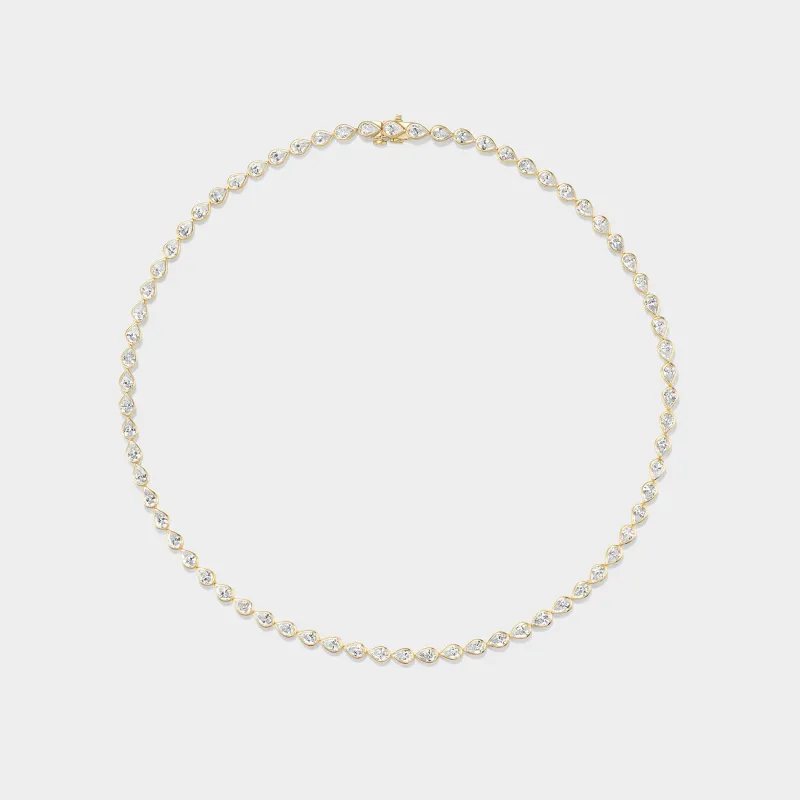 Pear Bezel Tennis Necklace sold by Fiametta