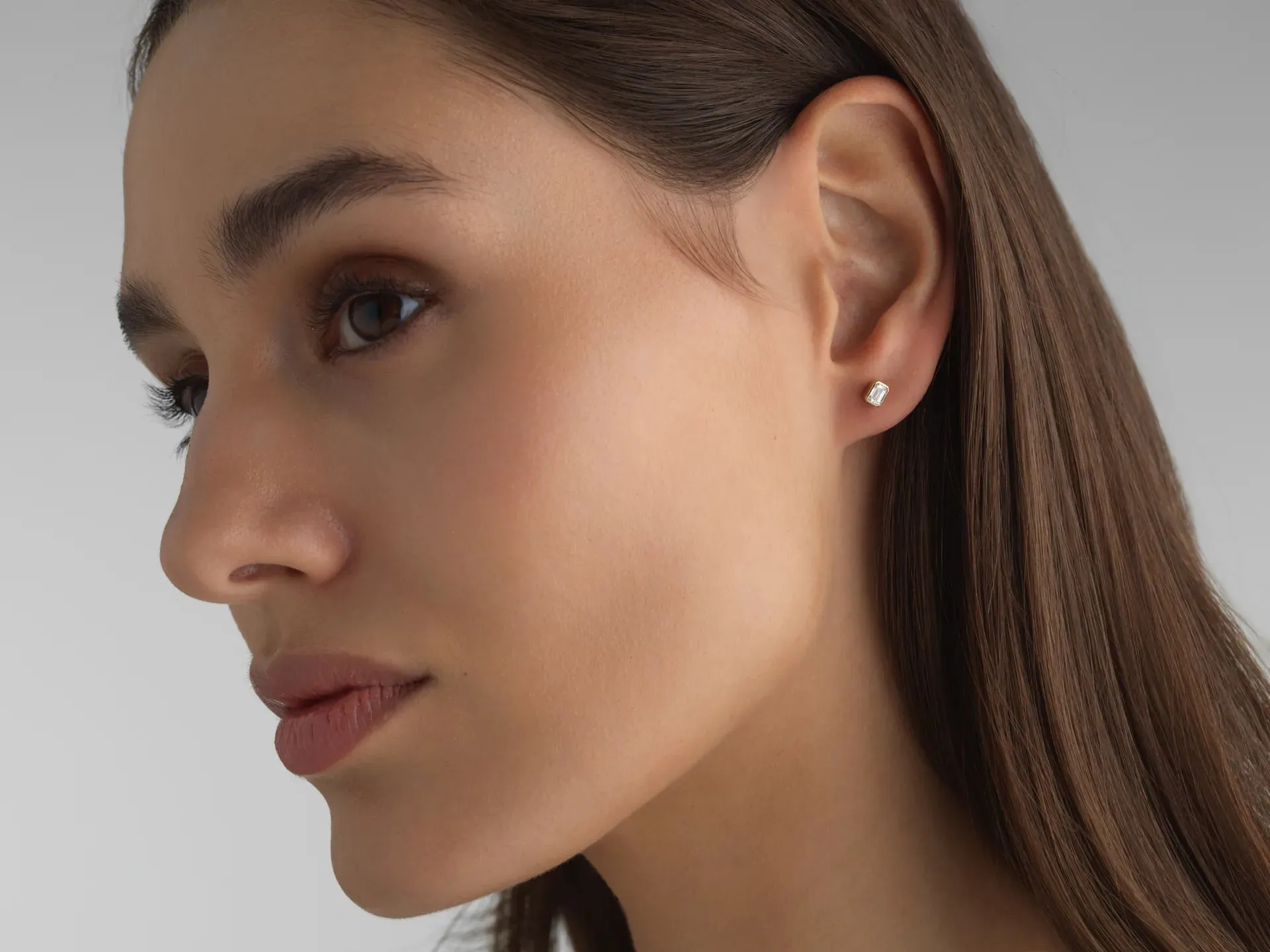 Emerald Bezel Mini Stud sold by Fiametta product image thumbnail 3