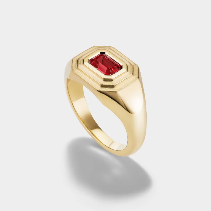 Emerald Solitaire Signet Ring sold by Fiametta