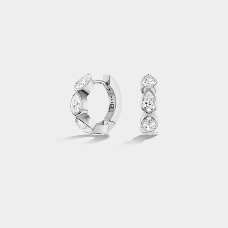 Mini Pear Bezel Huggies sold by Fiametta