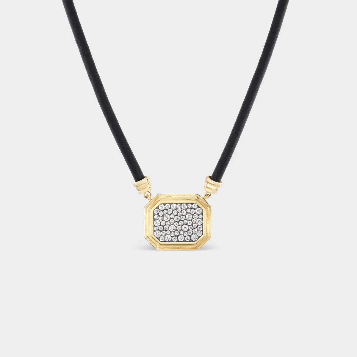 Jumbo Pavé Pendant on Leather Cord sold by Fiametta