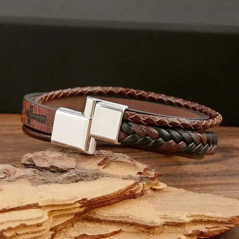 Cross Design Leather Bracelet sold by TheShadic Jewels product image thumbnail 4