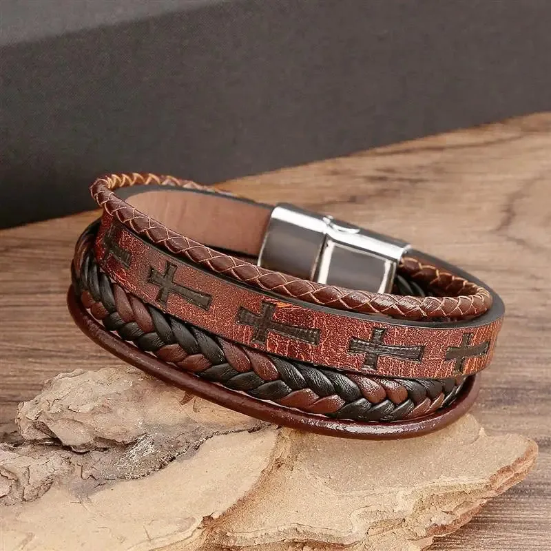 Cross Design Leather Bracelet sold by TheShadic Jewels product image thumbnail 3