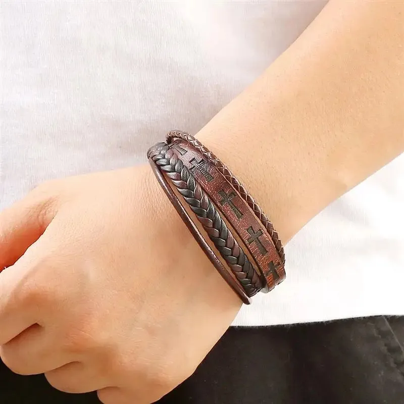Cross Design Leather Bracelet sold by TheShadic Jewels product image thumbnail 2