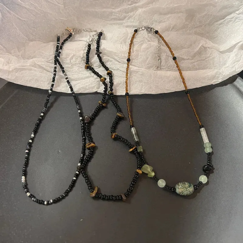 Black Beads Choker Necklace sold by TheShadic Jewels