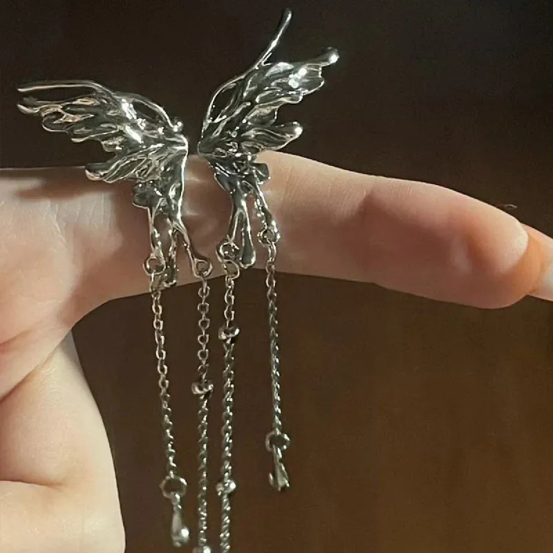 Angel Wings Tassel Ear Clips sold by TheShadic Jewels