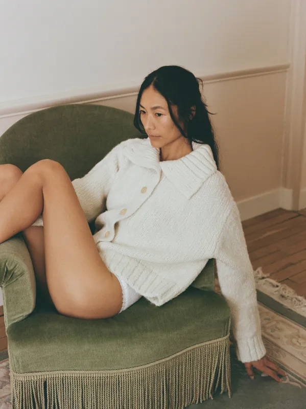 Cabin Cardi, Huacaya Alpaca, Natural sold by Ozma